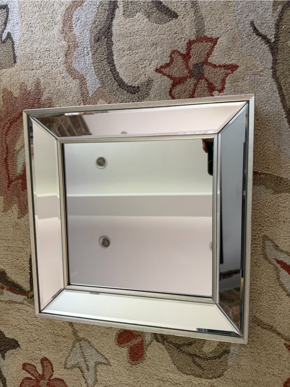 Lovely Framed Square Wall Mirror in Silver
